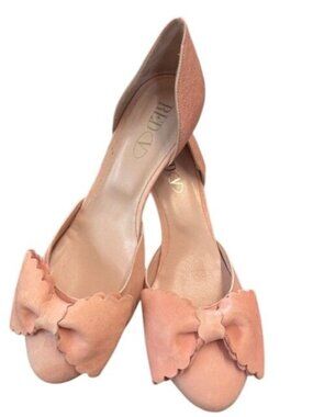 Red Valentino Pink Leather Bow DOrsay Kitten Heel Pumps Size 38.5